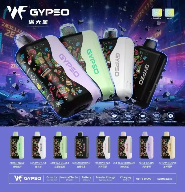 1784382383922.webp GYPSO 滿天星 30000口拋棄式電子煙|18ml巨量油艙+Normal/Turbo雙模式切換