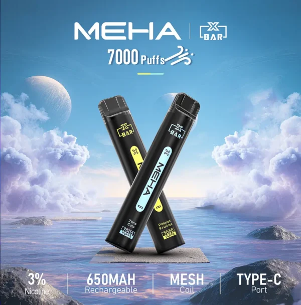 443a041ec20ac873464e45ded4706308.webp MEHA XBAR 魅嗨 小黑條 7000口 拋棄式電子煙|Mesh 芯強勁爆發力+極強冰感體驗,3% 尼古丁鹽黃金配方搭配 650mAh 可充電長效續航