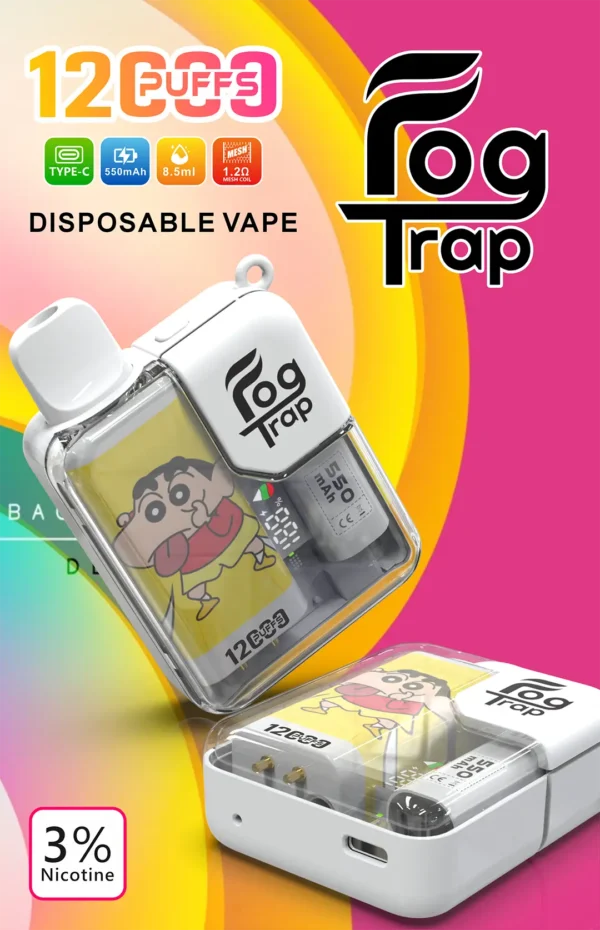 【買十送一】Fog Trap 蠟筆小新 × LABUBU 限量聯名 12000口拋棄式電子煙｜油電數位顯示屏＋雙檔功率切換