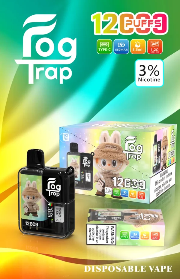 【買十送一】Fog Trap 蠟筆小新 × LABUBU 限量聯名 12000口拋棄式電子煙｜油電數位顯示屏＋雙檔功率切換