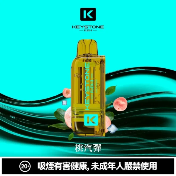 【買一盒煙彈送主機】KEYSTONE 鑰石 FLEX-3 25000口拋棄式電子煙｜15ml透明可視油艙＋三段功率調節