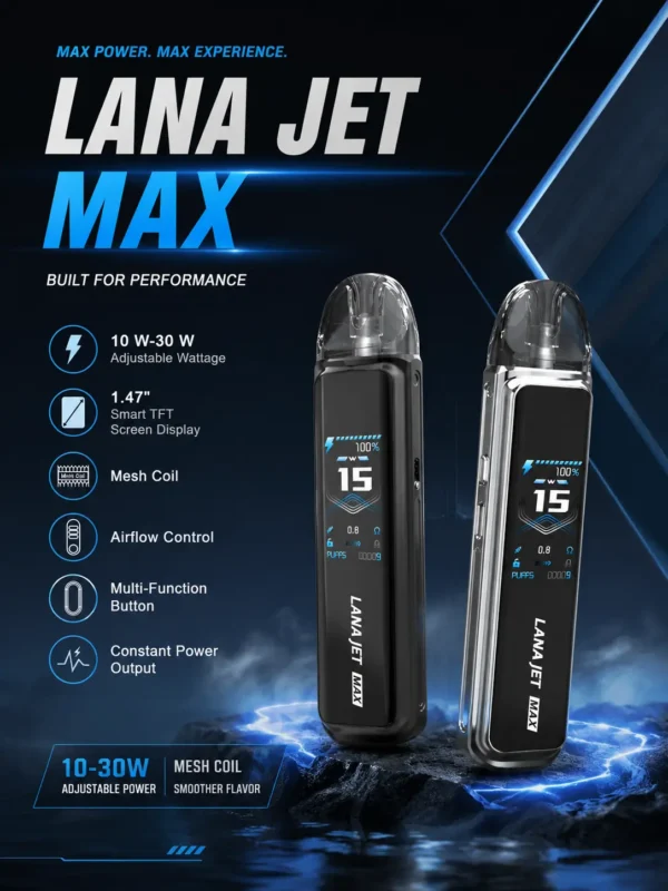 ChatGPT-Image-2026年8月31日-下午07_44_33.webp 【買1贈煙油】LANA / ILIA-JETMAX 聯名 側注油小煙主機套裝|1.47吋彩色大螢幕+1200mAh 續航,通用小煙煙油