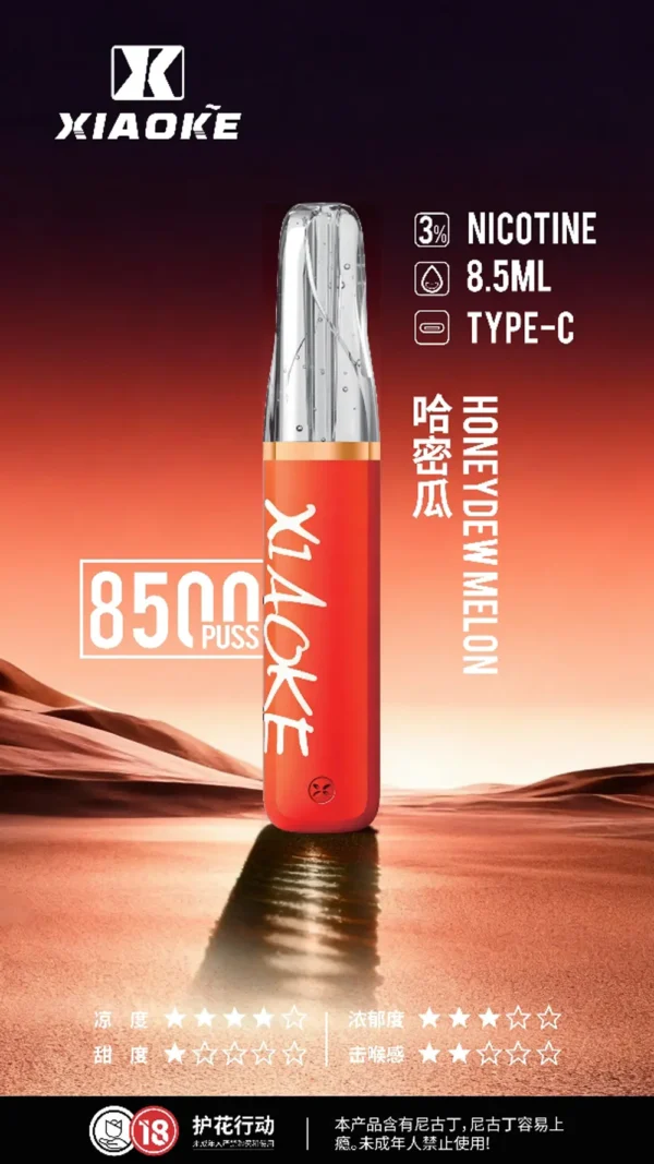 XIAOKE 梟客 8500口拋棄式電子煙｜8.5ml 儲油量，支援 Type-C 充電