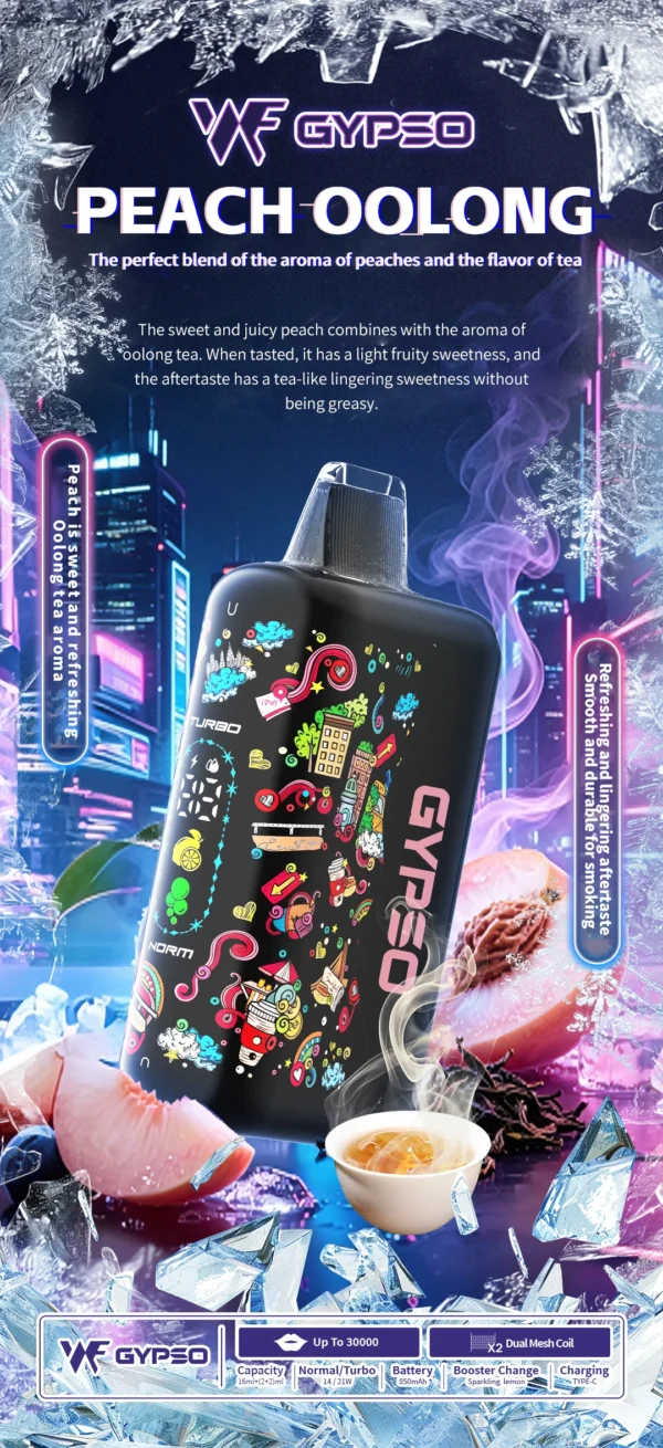 GYPSO滿天星30000口抛棄式電子煙-10.webp GYPSO 滿天星 30000口拋棄式電子煙|18ml巨量油艙+Normal/Turbo雙模式切換