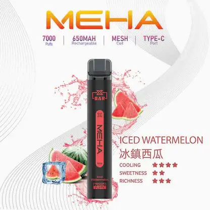 MEHA-XBAR-拋棄式-7000口小黑條-2.webp MEHA XBAR 魅嗨 小黑條 7000口 拋棄式電子煙|Mesh 芯強勁爆發力+極強冰感體驗,3% 尼古丁鹽黃金配方搭配 650mAh 可充電長效續航