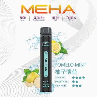 MEHA-XBAR-拋棄式-7000口小黑條-9.webp MEHA XBAR 魅嗨 小黑條 7000口 拋棄式電子煙|Mesh 芯強勁爆發力+極強冰感體驗,3% 尼古丁鹽黃金配方搭配 650mAh 可充電長效續航