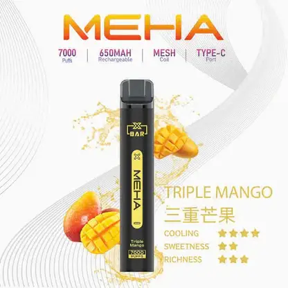 MEHA-XBAR-拋棄式-7000口小黑條.webp MEHA XBAR 魅嗨 小黑條 7000口 拋棄式電子煙|Mesh 芯強勁爆發力+極強冰感體驗,3% 尼古丁鹽黃金配方搭配 650mAh 可充電長效續航