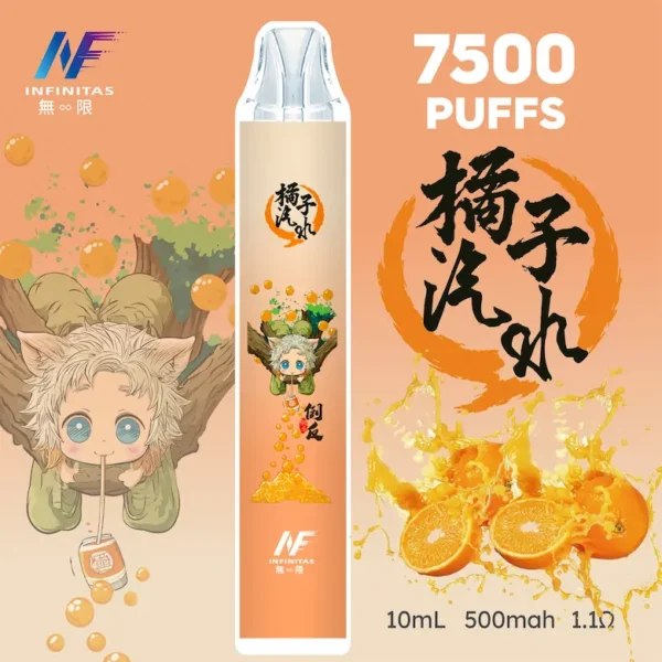 INF 無限 鬼滅之刃聯名 7500口 拋棄式電子煙｜鬼滅之刃聯名造型＋10ml 大容量煙油，Mesh 網芯強勁爆發，配置 550mAh 大容量電芯