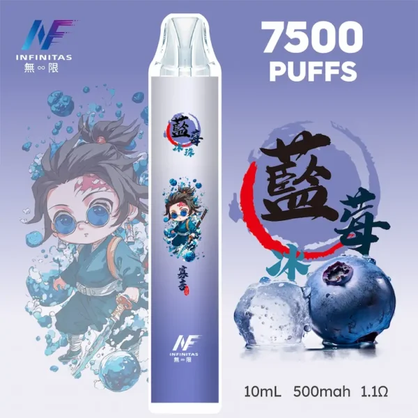 INF 無限 鬼滅之刃聯名 7500口 拋棄式電子煙｜鬼滅之刃聯名造型＋10ml 大容量煙油，Mesh 網芯強勁爆發，配置 550mAh 大容量電芯