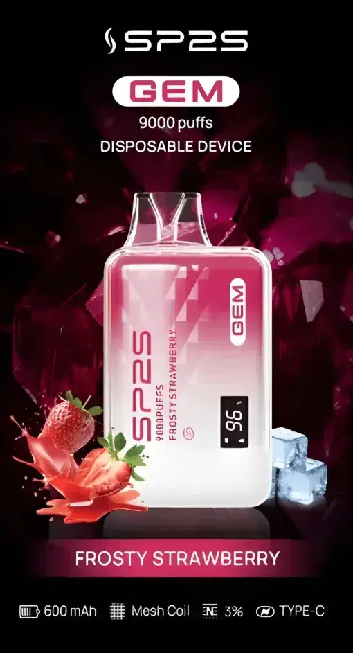 SP2S 思博瑞 GEM 9000口 拋棄式電子煙｜智能顯示螢幕＋600mAh 大電量快充，透明水晶質感