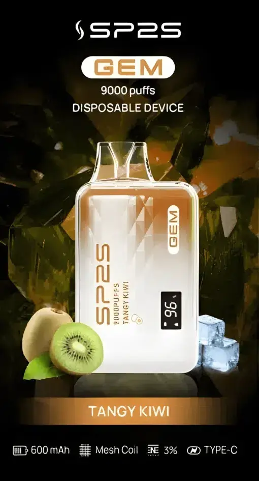 SP2S 思博瑞 GEM 9000口 拋棄式電子煙｜智能顯示螢幕＋600mAh 大電量快充，透明水晶質感