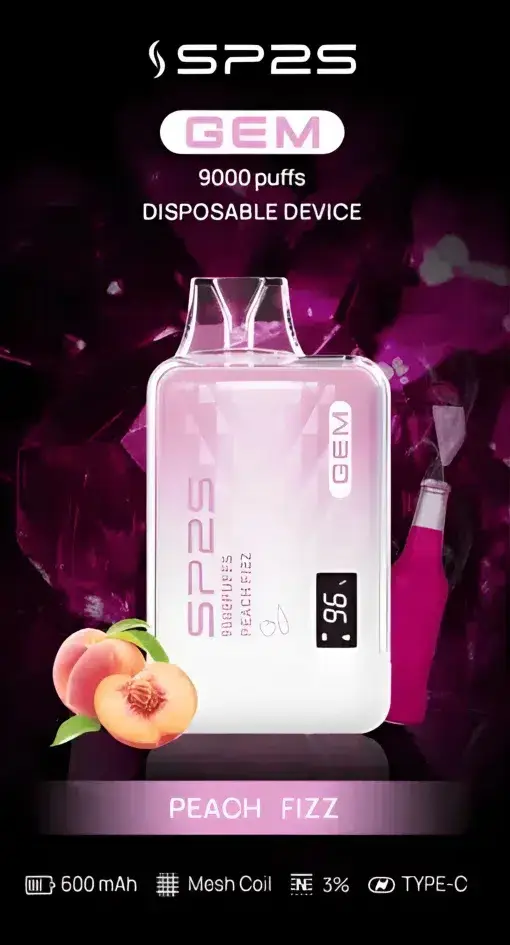 SP2S 思博瑞 GEM 9000口 拋棄式電子煙｜智能顯示螢幕＋600mAh 大電量快充，透明水晶質感