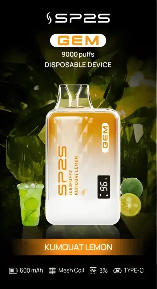SP2S 思博瑞 GEM 9000口 拋棄式電子煙｜智能顯示螢幕＋600mAh 大電量快充，透明水晶質感