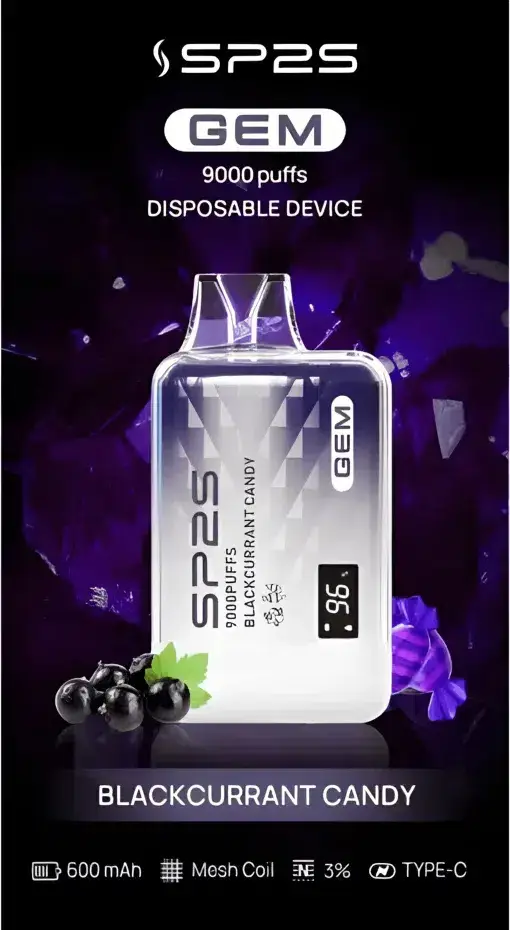 SP2S 思博瑞 GEM 9000口 拋棄式電子煙｜智能顯示螢幕＋600mAh 大電量快充，透明水晶質感