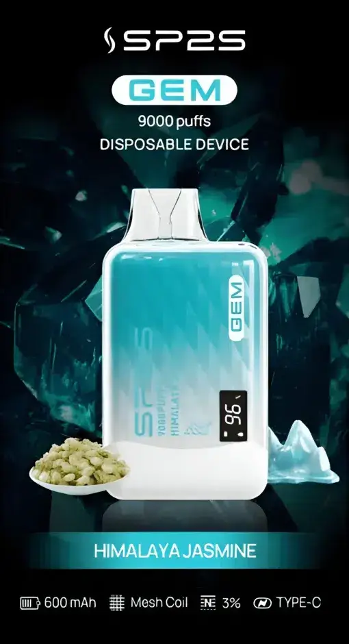 SP2S 思博瑞 GEM 9000口 拋棄式電子煙｜智能顯示螢幕＋600mAh 大電量快充，透明水晶質感